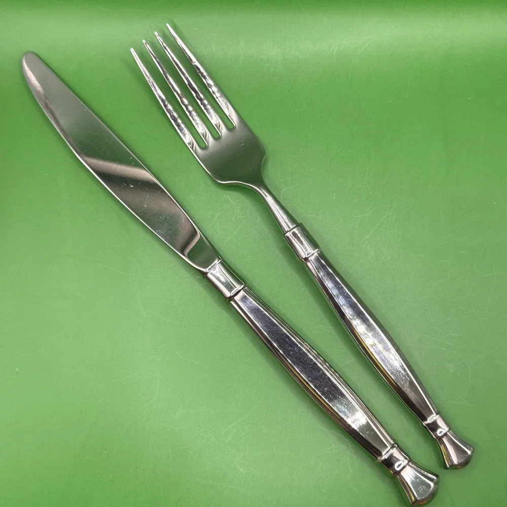 Oneida Act 1 Stainless Heirloom Cube Flatware Replacement Knife Dinner Fork 2 pc